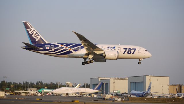 Boeing 787-8 (JA801A) - BOE101 - B787-8 for ANA on final to runway 16R. #N1008S/JA801A.  Photographed 9/11/11.  This aircraft is the first 787 to be delivered and departed KPAE 9/27 as ANA9397 for RJTT/HND.