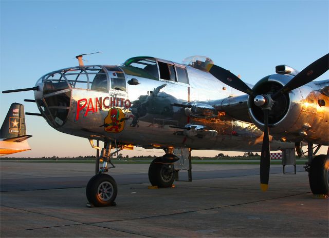 North American TB-25 Mitchell (N9079Z) - The last evening light illuminates this historic aircraft