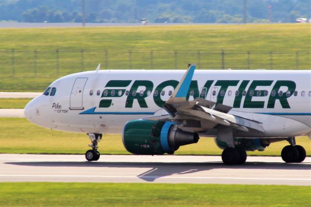 Airbus A320 (N235FR) - A Frontier A320 rolls into CVG.