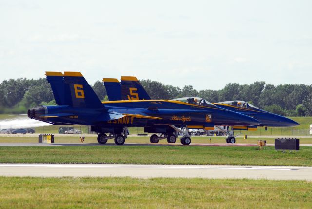 McDonnell Douglas FA-18 Hornet — - Blue Angels 5 and 6 taxiing to Runway 19.