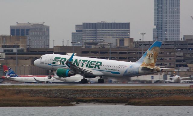 Airbus A320 (N232FR) - Sammy the Squirrel landing 22L on 12/31/20.