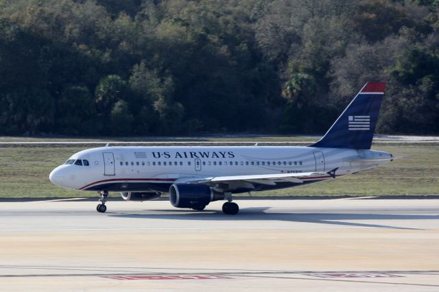 Airbus A319 (N575US) - US Air Flight 1244 (N575US) departs Runway 19R at Tampa International Airport enroute to Philadelphia International Airport