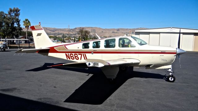 Beechcraft Bonanza (36) (N6671L) - A local Beechcraft Bonanza preparing for departure at Reid Hillview Apt.