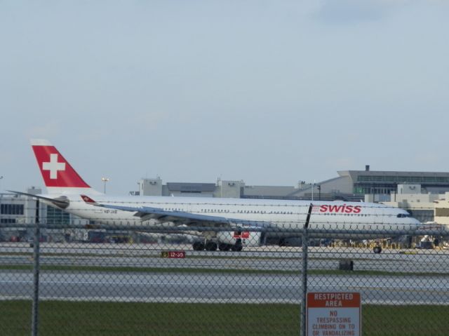 Airbus A330-300 (HB-JHB) - Reversers deployed.Coasting to a stop!