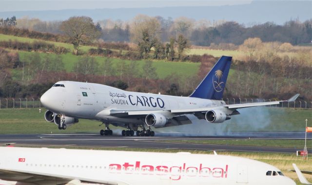 Boeing 747-400 (TC-ACF) - saudia cargo b747-481f tc-acf landing at shannon from frankfurt to pick up race horses for the saudi cup in riyadh 24/2/20.