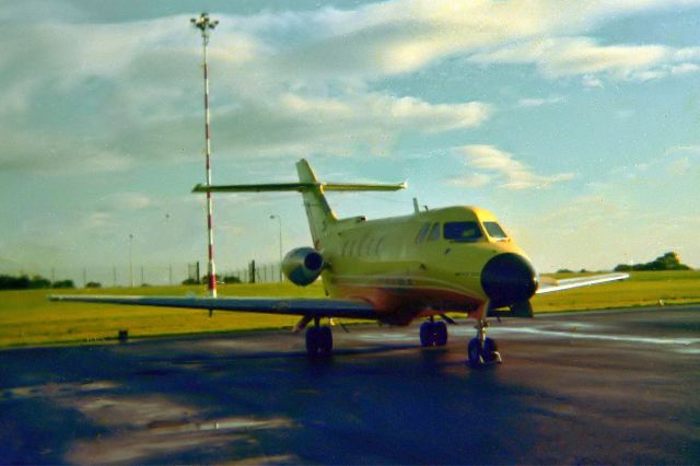 Hawker Siddeley HS-125-400 — - Court Line Airlines - HS 125 (Possibly G-AVRG) "parked up" at NCL. (Poor image scanned from photo taken 1975)