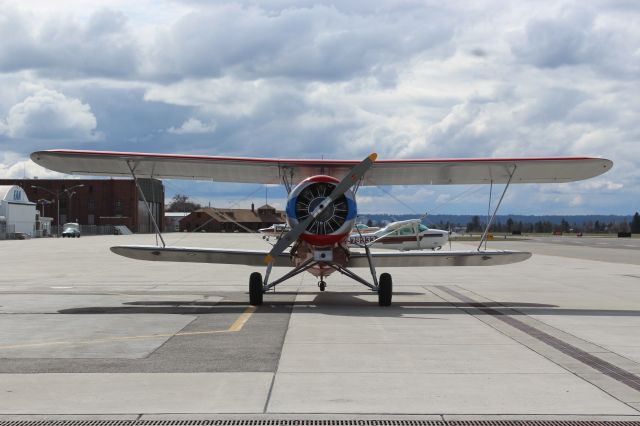 Boeing PT-17 Kaydet (N489W) - April 15th, 2018. Pilot was in a rush and didn't like me approaching his aircraft. I respected his safety concerns but snapped a picture or two. 