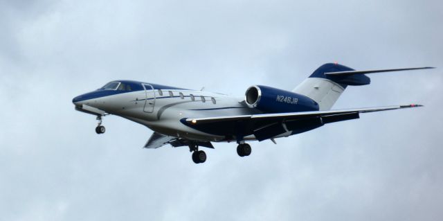 Cessna Citation X (N246JR) - About to touch down is this 2000 Cessna 750 Citation X in the Winter of 2024.