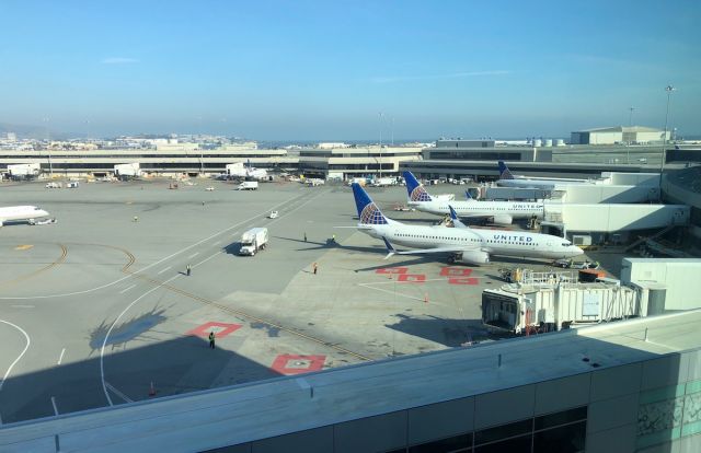 Boeing 737-800 — - View from The Polaris Lounge. February 2019.