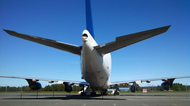 Boeing Dreamlifter (N718BA) - Boeing DreamLifter on the Tarmac of Griffiss International Airport during 3 week visit for servicing at Premier Aviation Services in September 2013