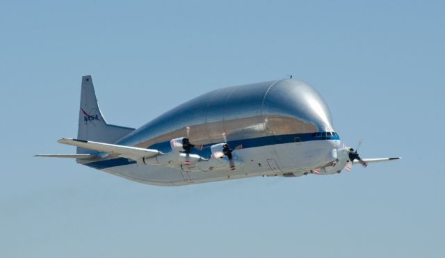 Aero Spacelines Super Guppy (N941NA) - NASA Super Guppy departing from March ARB on it's way to Boeing Field with a section of Space Shuttle on board being delivered to a Museum.