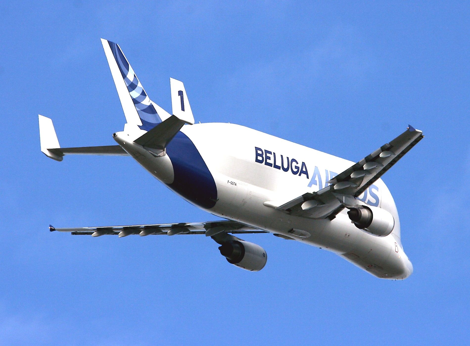 Airbus A300F4-600 (F-GSTA) - Airbus A300-605ST Beluga takes to the skies after departure from Toulouse Blagnac Airport (LFBO-TLS)