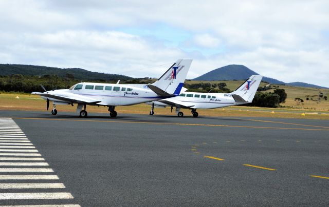 Cessna 404 Titan (VH-WZM) - Two Airlines of Tasmania Titans at Flinders Island , Dec 2017