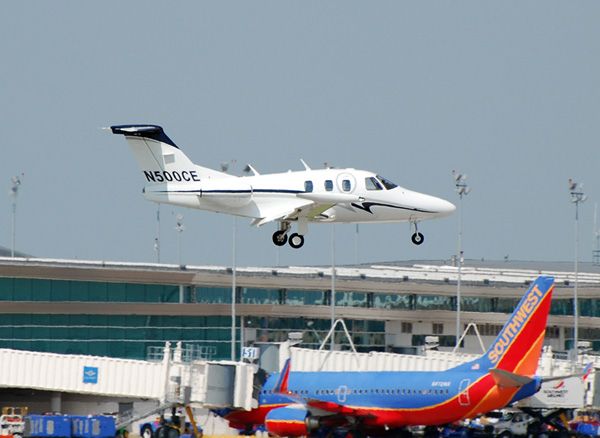 Eclipse 500 (N500CE) - Taken from the 1940 Air Terminal Museum.  Photo Credit Max Tribolet.