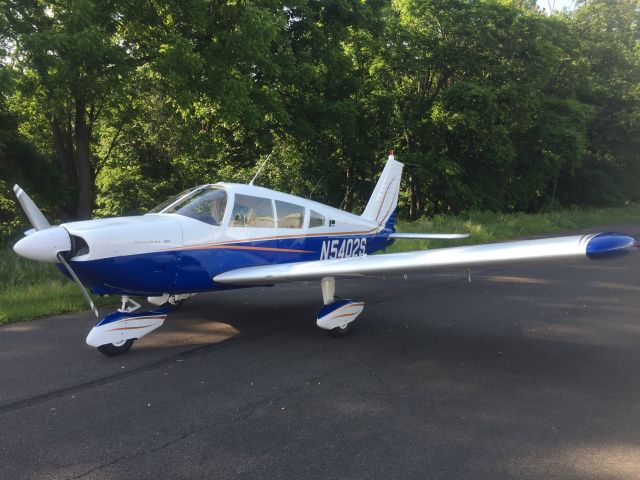 Piper Cherokee (N5402S) - Taken outside its hangar at KDYL after its new paint job, June 2017.