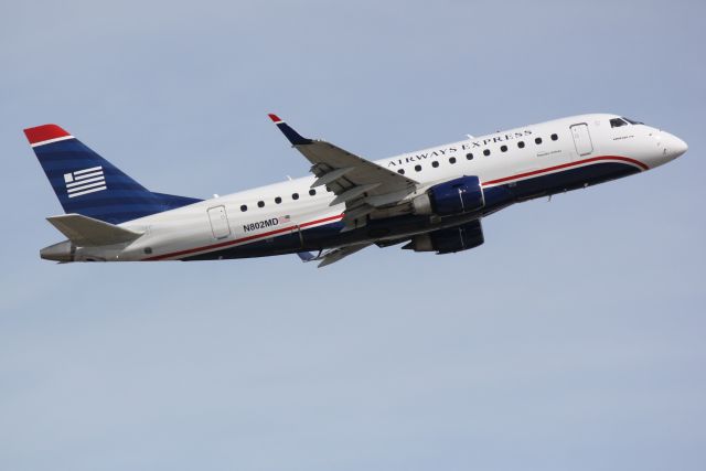 Embraer 170/175 (N802MD) - US Air Flight 3396 operated by Republic (N802MD) departs Sarasota-Bradenton International Airport enroute to Reagan National Airport