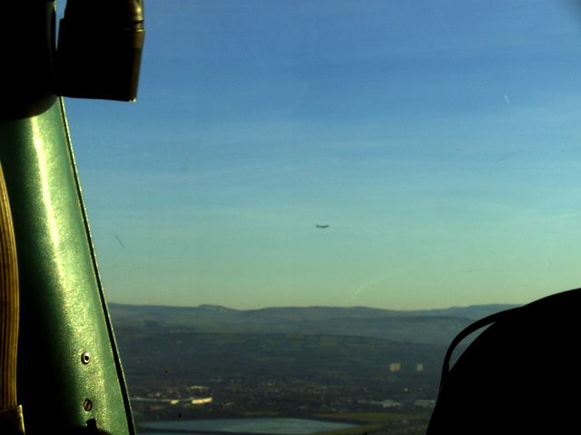 — — - Almost at Manchester airport flight path ( with permission ) another aircraft on finals