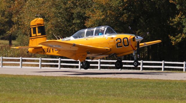 Beechcraft Mentor (N134TD) - A 1955 model Beech T-34B Mentor arriving at St. Clair County Airport, Pell City, AL during Aviation Career Day 2022 - October 8, 2022. (Best seen in "Full".)