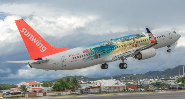 Boeing 737-800 (C-GTVG) - Sunwing Mexico livery departing St Maarten.