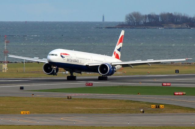 BOEING 777-300 (G-STBJ) - Speedbird 213 touching down on 33L