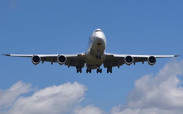 BOEING 747-8 (N621UP) - Boeing 747-8F on approach to Spokane International Airport.