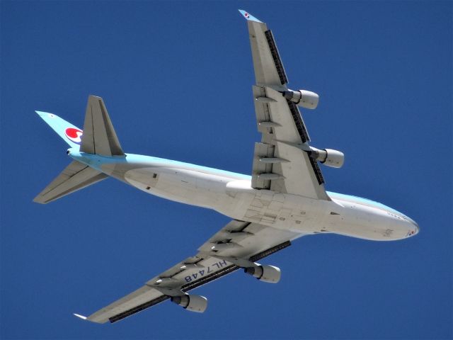 Boeing 747-400 (HL7448) - HL7448 Korean Air Lines br /14.9 Yearsbr /Boeing 747-400 (quad-jet) (H/B744/L)br /13-Mar-2015 B744/L Seattle-Tacoma Intl (KSEA) Los Angeles Intl (KLAX) 12:52 PDT 14:46 PDT 1:54