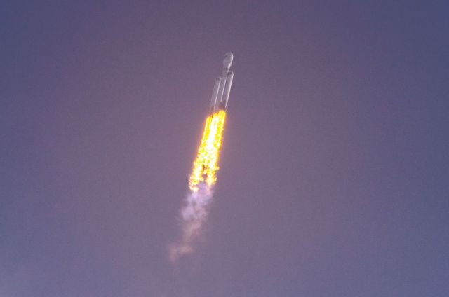 — — - This picture was taken when SpaceX's Falcon Heavy Rocket took off from pad 39A in Cape Canaveral, Florida in 2024