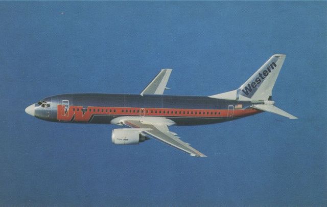 BOEING 737-300 (N3301) - scanned from postcardbr /Western Airlines
