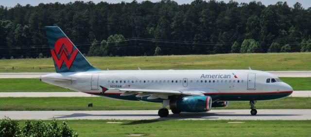 Airbus A319 (N838AW) - Loving the AW retro! My first time spotting her in decent weather.