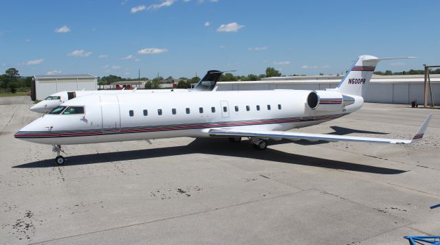 Canadair Regional Jet CRJ-200 (N500PR) - A Bombardier CL-600-2B19 of Penske Racing on the ramp at Anniston Regional Airport, AL - May 6, 2017.