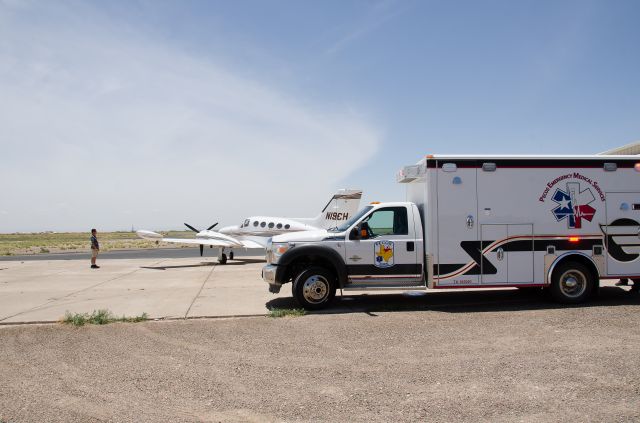 Cessna 421 (N19CH) - N19CH, a First Flight medevac flight, taking a patient from Pecos EMS Medic 1