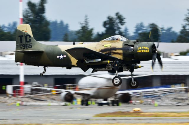 Douglas AD Skyraider (NX965AD) - "THE PROUD AMERICAN" Douglas A-1D Skyraider arriving at YXX on Aug 8, 2019 for the Abbotsford Airshow.