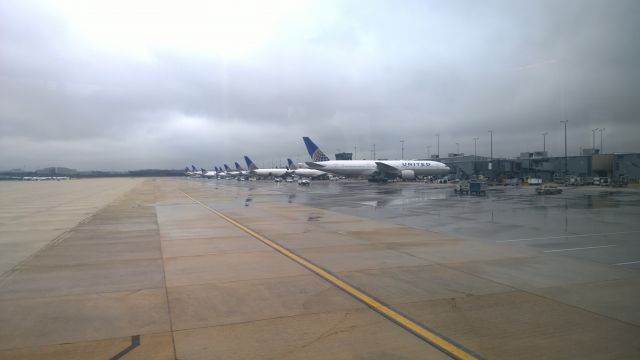 — — - United flight line at Dulles