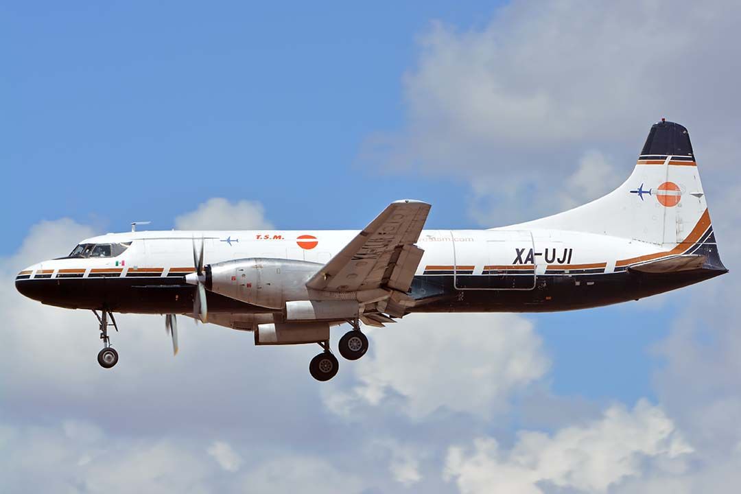 CONVAIR CV-580 (XA-UJI) - Aeronaves TSM Convair 640F XA-UJI arriving at Sky Harbor on September 10, 2019.