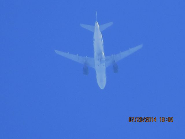 Airbus A319 (N905FR) - Frontier flight 226 from Denver to Branson Missouri over Baxter Springs KS (78KS) at 24k feet.