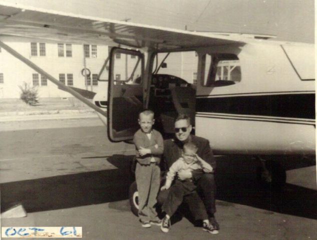 Cessna Skyhawk (N4249F) - Dad, me and Chip - PDK ramp, Atlanta, Ga 1961. 49F was based in CHS at the time...in Atlanta for a short visit. Glad to see 49Fox (as Dad called it) is still flying.  Robert Porter, Thomasville, GA.