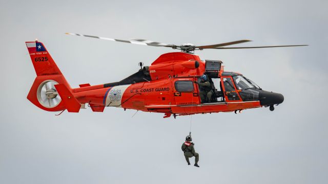 Aerospatiale Dauphin 2 (SA-365C) — - US Coast Guard based out of Corpus Christi demonstrates their Aérospatiale HH-65 Dolphin at the Wings Over South Texas 2018 airshow @ NAS Kingsvillebr /3/24/18