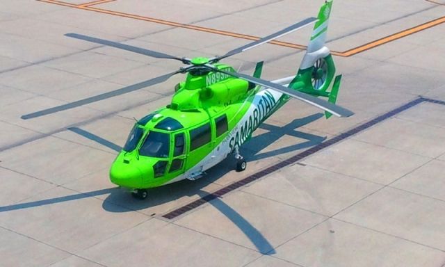 VOUGHT SA-366 Panther 800 (N89SM) - Parkview Health's 1991 Aerospatiale AS 365 N2 Dauphin, C/N 6425, flying as Samaritan-1, stops at the Indianapolis Heliport (8A4) during July 2012 for a sip of Jet-A.  Samaritan-1 is based out of metropolitan Fort Wayne, IN.  Photo taken by EJ Claflin, FP-C.