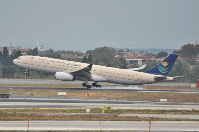 Airbus A330-300 (HZ-AQG) - Saudi Arabian HZ-AQG touchdown Rwy05, LTBA-IST