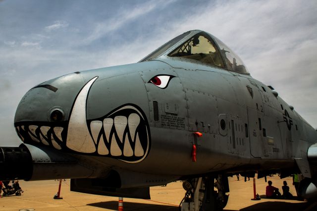 — — - A-10 Thunderbolt II from the 303d Fighter Squadron on static during the 2018 Cannon Air Show Space and Tech Fest.