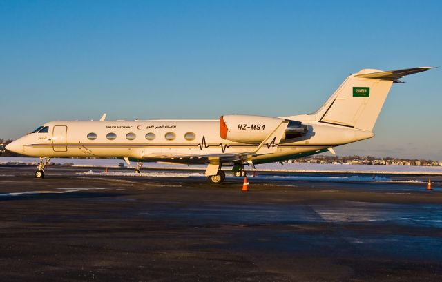 Gulfstream Aerospace Gulfstream IV (HZ-MS4) - Sun setting on Saudi Medevac @ KBOS Logan Airport !