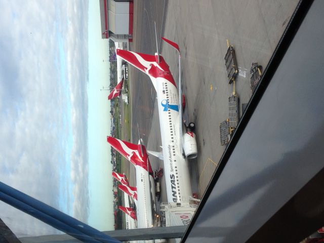 Boeing 737-800 (VH-VZO) - View from Business Lounge, about to board QF1019 to Hobart operated by VH-VZO at gate 5