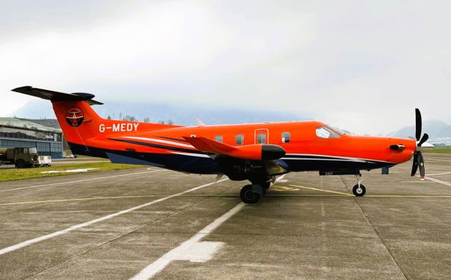 Pilatus PC-12 (G-MEDY) - Collection at Pilatus in Stans Buochs (BXO)