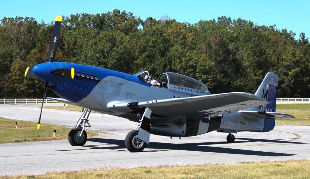 North American P-51 Mustang (N351B) - A 1946 model F-51 Mustang taxiing toward the ramp during Aviation Career Day 2022 at St. Clair County Airport, Pell City, AL - October 8, 2022.