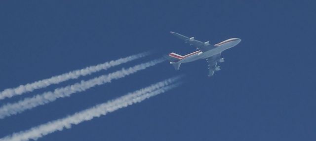 Boeing 747-400 (N782CK) - 13th Aug 2014. Over the Southern UK at 35,000ft UK en-route Cincinnati-Brussels, flight CKS977