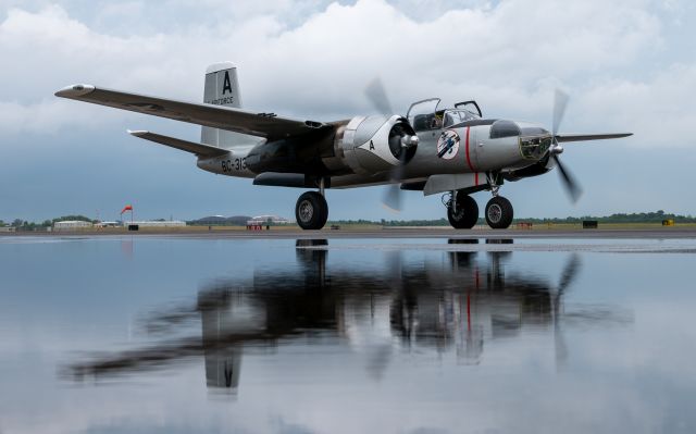 Douglas A-26 Invader (N4313) - A privately owned A26/B26 Invader runs its engines on a rainy Houston afternoon at Ellington Field.