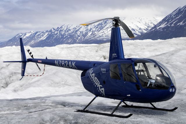 Robinson R-44 (N782AK) - An Alaska Helicopter Tours Robinson R44 Raven II on Knik Glacier near Anchorage, Alaska.