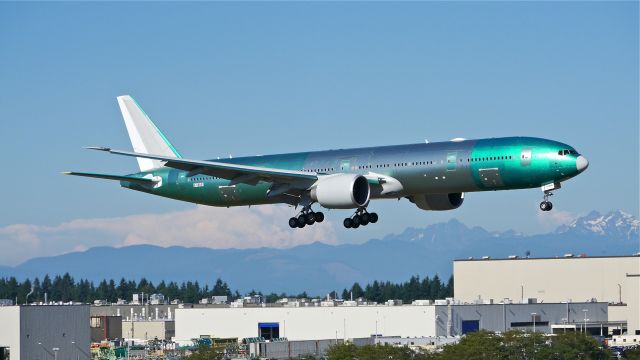 BOEING 777-300 (B-18051) - BOE501 on final to Rwy 16R to complete its maiden flight on 7/28/14. (LN:1227 / cn 41821).