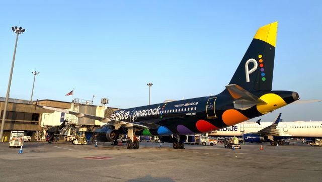 Airbus A320 (N706JB) - This Peacock Can Fly -09/28/2023 @ Boston