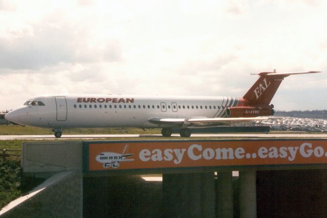 British Aerospace BAC-111 One-Eleven (G-AVMH) - Seen here in May-97.  With European Aviation from Aug-93 to Sep-02.  Broken up at EGHH.